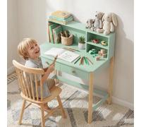 DecHome - Scrivania Bambini 5-12 Anni 2 Cassetti 3 Ripiani in Legno 90x52x105 cm Verde