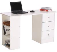 DecHome Scrivania con Cassetti e Ripiani Portaoggetti Bianco 120x49x72cm