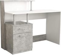DecHome Scrivania con Cassettiera Moderna Dimensioni 120x55x91 cm colore Bianco/Cemento - Pisa
