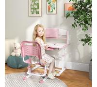 DecHome - Scrivania e Sedia Regolabile in Altezza e Piano Inclinabile per Bambini da 6 Anni colore Rosa