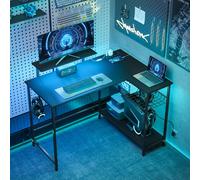 DecHome Scrivania Gaming con Luci Led Moderna 114,5x82x91,5 cm Nero