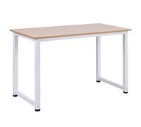 DecHome - Scrivania In Legno Mdf Color Rovere e Gambe In Metallo Bianco 120L x 60P x 76A