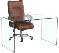 DecHome Scrivania Moderna 125x70x75 cm in Vetro Temperato Trasparente - Tamerice