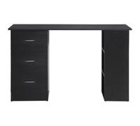 DecHome Scrivania Pc con 3 Ripiani e 3 Cassetti in Legno Mdf Nero