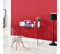 DecHome - Scrivania Ufficio Vetro Temperato Spessore 12 mm Dimensioni 125x70x75 cm Colore