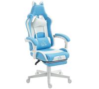 DecHome Sedia da Gaming Reclinabile con Poggiapiedi e Cuscini Bianco/Rosa