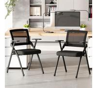 DecHome Sedia da Ufficio con Braccioli Tessuto Mesh Nero