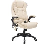DecHome Sedia da Ufficio con Ruote Braccioli e Poggiatesta Ecopelle Beige