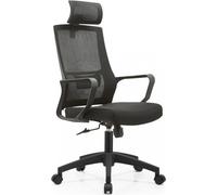 DecHome Sedia Ergonomica con Ruote Braccioli e Poggiatesta in Tessuto Mesh colore Nero