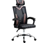 DecHome Sedia Ergonomica con Ruote Braccioli e Poggiatesta in Tessuto Mesh colore Nero