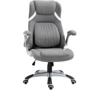 DecHome Sedia Ergonomica con Ruote Braccioli e Poggiatesta Tessuto Grigio