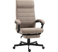 DecHome Sedia Ergonomica con Ruote e Braccioli Reclinabile con Poggiapiedi e Poggiatesta in Tessuto colore Marrone