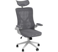 DecHome Sedia Ergonomica con Ruote e Braccioli Reclinabile Grigio/Bianco