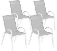 DecHome - Sedia Giardino Esterno Impilabile Set 4 Sedie da Giardino in Acciaio/Texteline Dimensioni 54x71x93 cm Colore Grigio/Bianco