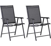 DecHome - Sedia Giardino Esterno Pieghevole Set 2 Sedie da Giardino in Metallo/Texteline Dimensioni 58x64x94 cm Colore Nero