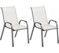 DecHome - Sedia Giardino Esterno Set 2 Sedie da Giardino in Acciaio/Texteline Dimensioni 54x71x93 cm Colore Grigio Chiaro