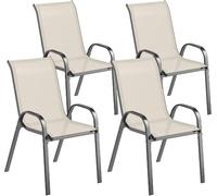 DecHome - Sedia Giardino Esterno Set 4 Sedie da Giardino in Acciaio/Texteline Dimensioni 54x71x93 cm Colore Beige