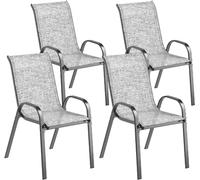 DecHome - Sedia Giardino Esterno Set 4 Sedie da Giardino in Acciaio/Texteline Dimensioni 54x71x93 cm Colore Grigio