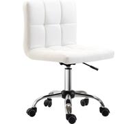 DecHome Sedia Girevole Regolabile Pelle Sintetica Bianca 46x51x76-88cm