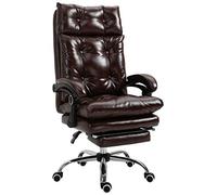 DecHome - Sedia Ufficio Ergonomica Sedia da Scrivania Poltrona Direzionale con Rotelle e Braccioli Reclinabile, Girevole e Regolabile in Altezza con Poggiapiedi colore Marrone