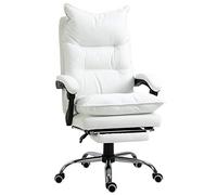 DecHome - Sedia Ufficio Ergonomica Sedia da Scrivania Poltrona Direzionale con Rotelle e Braccioli Reclinabile, Girevole e Regolabile in Altezza con Poggiapiedi colore Bianco