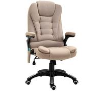 DecHome - Sedia Ufficio Ergonomica Sedia da Scrivania Poltrona Massaggiante Direzionale con Rotelle e Braccioli Reclinabile, Girevole e Regolabile in Altezza colore Beige