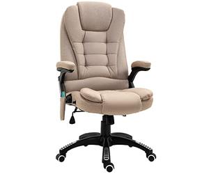 DecHome - Sedia Ufficio Ergonomica Sedia da Scrivania Poltrona Massaggiante Direzionale con Rotelle e Braccioli Reclinabile, Girevole e Regolabile in Altezza colore Beige