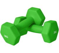 DecHome Set 2 Manubri 3 Kg Esagonali e Antiscivolo per Casa e Palestra in Metallo e Plastica 18x8x8 cm colore Verde - GNA768F
