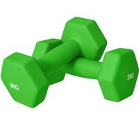 DecHome - Set 2 Manubri 3 Kg Esagonali e Antiscivolo per Casa e Palestra in Metallo e Plastica 18x8x8 cm colore Verde - GNA768F