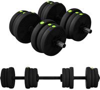 DecHome Set 2 Manubri Convertibili in Bilanciere Peso Totale 20 kg Nero
