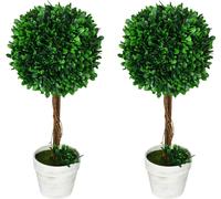 DecHome Set 2 Piante Finte Alberi di Bosso con Vaso Ø28x60 cm A2520GNAO12