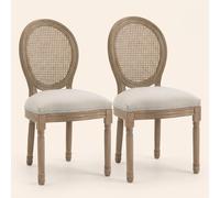 DecHome Set 2 Sedie Cucina Soggiorno Design Classico con Schienale Traforato in Legno e Tessuto 49x56x96 cm colore Bianco