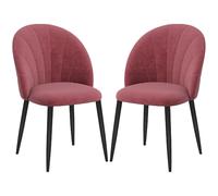 DecHome Set 2 Sedie da Pranzo in Velluto Imbottite con Gambe in Metallo colore Rosso - 0RDAM337