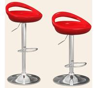 DecHome Set 2 Sgabelli Cucina Bar Alti Design Moderno Altezza Regolabile in Metallo e Plastica 46x41x76-96 cm colore Rosso