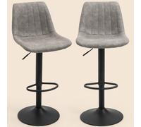 DecHome Set 2 Sgabelli Cucina Bar Alti Design Moderno Altezza Regolabile in Metallo e Tessuto 43x46,5x89-110 cm colore Grigio