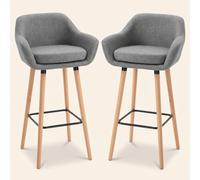 DecHome Set 2 Sgabelli Cucina Bar Alti Design Scandinavo in Metallo Seduta in Tessuto 55x48x100 cm colore Grigio