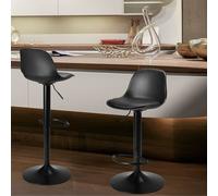 DecHome Set 2 Sgabelli Cucina Bar Alti in Ecopelle 36x40x85 cm Nero - Rand