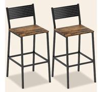 DecHome Set 2 Sgabelli Cucina Bar Alti in Metallo 43,2x50,5x97,8 cm Nero Legno