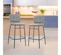DecHome Set 2 Sgabelli Cucina Bar Alti in Velluto 41x43x106 cm Grigio - Ross