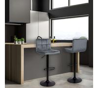 DecHome Set 2 Sgabelli Cucina Bar Alti in Velluto 49x40x87 cm Grigio - Mosva