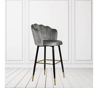 DecHome Set 2 Sgabelli Cucina Bar Alti in Velluto 50x55x110 cm Grigio - Estro