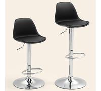 DecHome Set 2 Sgabelli Cucina Bar Alti Metallo/Ecopelle 38x42x82-104 Nero