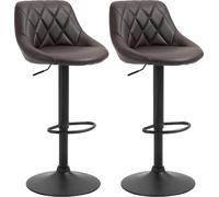 DecHome Set 2 Sgabelli Cucina Bar Alti Metallo/Ecopelle 51,5x48x83-104 Marrone