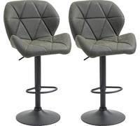 DecHome Set 2 Sgabelli Cucina Bar Alti Metallo/Ecopelle 51.5x57,5x93-114 Grigio