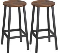 DecHome Set 2 Sgabelli Cucina Bar Alti Metallo/Seduta Legno 32.5x32.5x65 Marrone