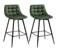 DecHome Set 2 Sgabelli Cucina Bar Alti Metallo Seduta Velluto 45x47x88 Verde