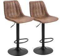 DecHome Set 2 Sgabelli Cucina Bar Alti Metallo/Tessuto 43x46,5x89-110 Marrone