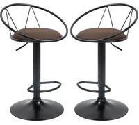 DecHome Set 2 Sgabelli Cucina Bar Alti Metallo/Tessuto 51x46x78-100 Marrone