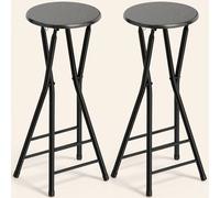 DecHome Set 2 Sgabelli Cucina Bar Alti Moderni in Legno/Acciaio 34x30x70 cm Nero