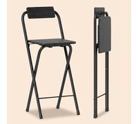 DecHome Set 2 Sgabelli Cucina Bar Pieghevoli Legno/Acciaio 37x45x87 Nero